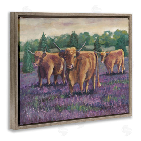 Stupell Industries Marnie Bourque | Purple Fields & Cows Wall Art