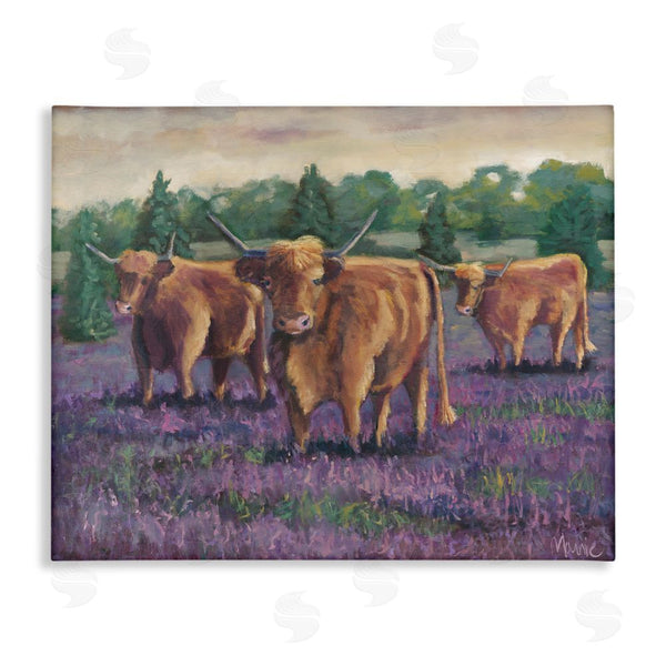 stupell industries Marnie Bourque | Purple Fields & Cows Wall Art