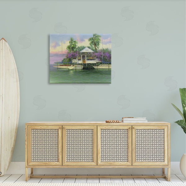 Stupell Industries Martin Figlinski | Coastal Boat Dock Tropical Palms Wall Art
