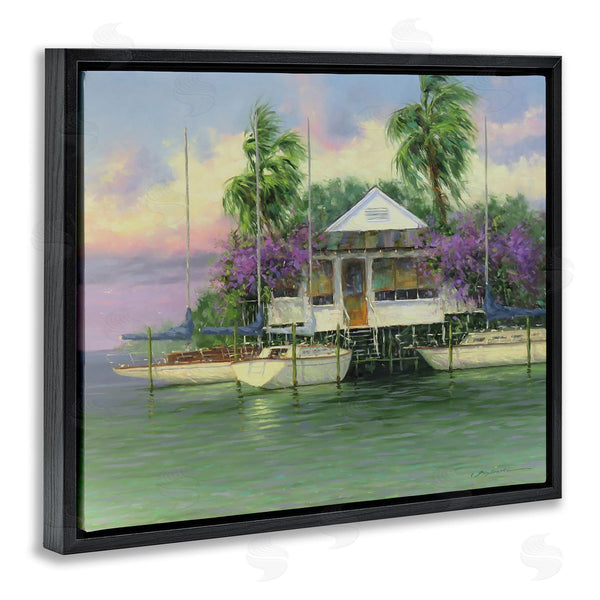 Stupell Industries Martin Figlinski | Coastal Boat Dock Tropical Palms Wall Art