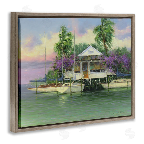 Stupell Industries Martin Figlinski | Coastal Boat Dock Tropical Palms Wall Art