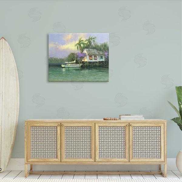 Stupell Industries Martin Figlinski | Summer Ocean Pier Palm Trees Wall Art