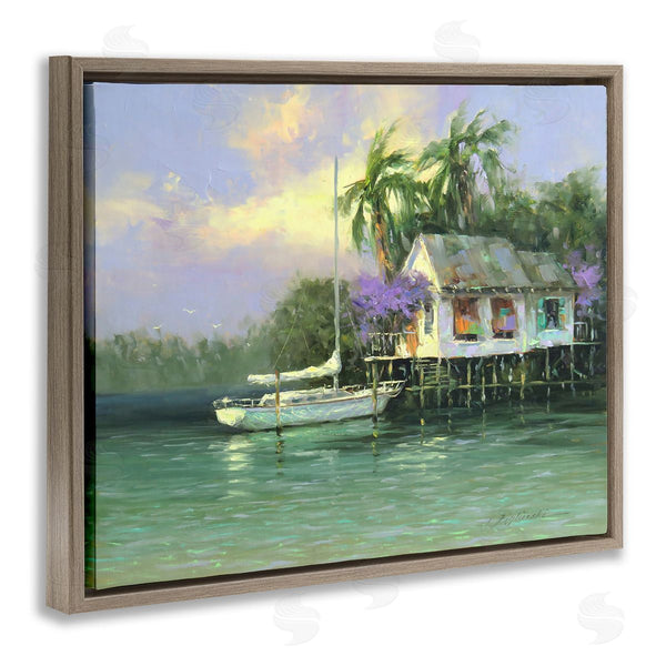 Stupell Industries Martin Figlinski | Summer Ocean Pier Palm Trees Wall Art