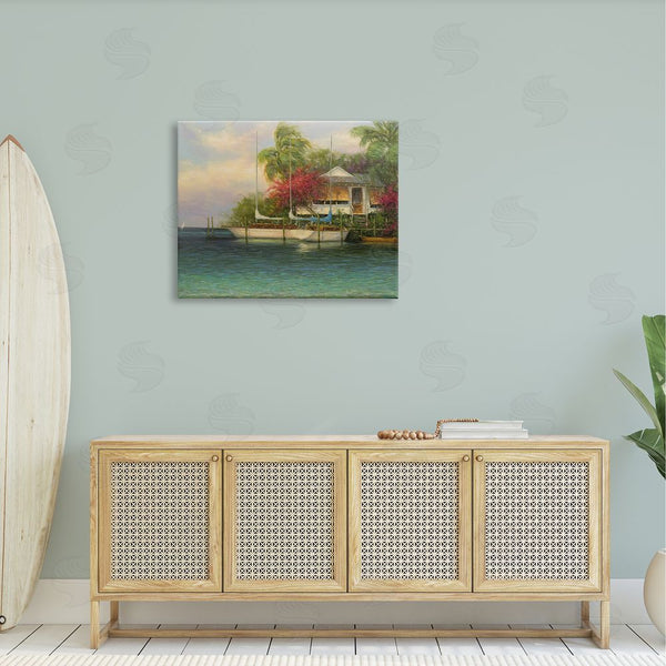 Stupell Industries Martin Figlinski | Tropical Boats Waterfront Scenery Wall Art