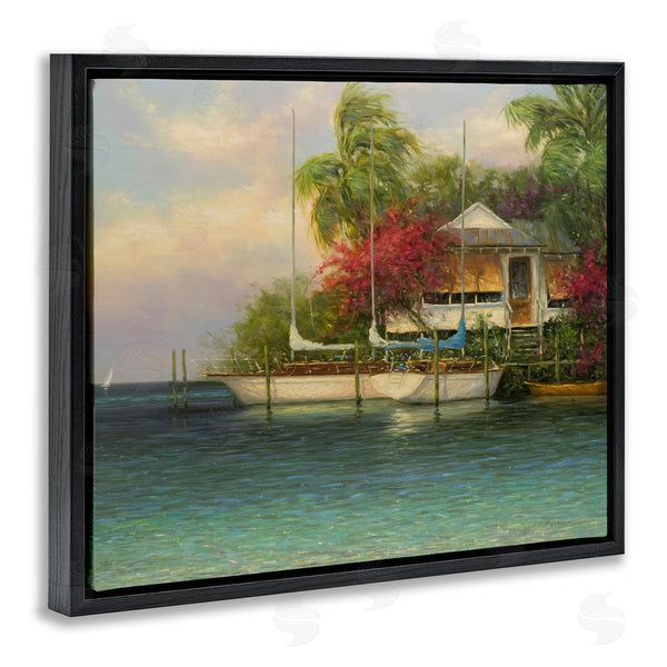 Stupell Industries Martin Figlinski | Tropical Boats Waterfront Scenery Wall Art