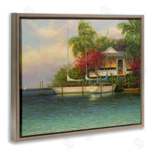 Stupell Industries Martin Figlinski | Tropical Boats Waterfront Scenery Wall Art