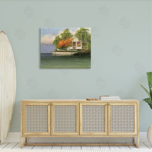 Stupell Industries Martin Figlinski | Tropical Seaside House Boat Wall Art