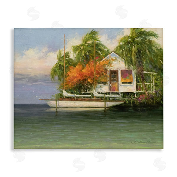 stupell industries Martin Figlinski | Tropical Seaside House Boat Wall Art