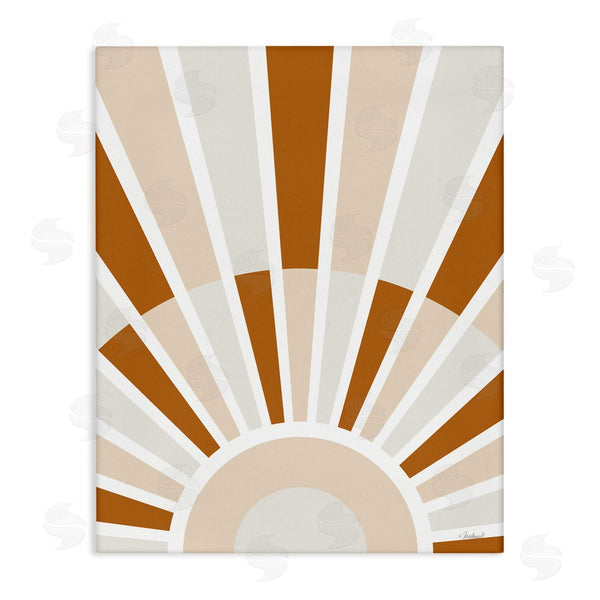stupell industries Martina Pavlova | Abstract Sun on Horizon Alternating Stripes Earth Tones Wall Art