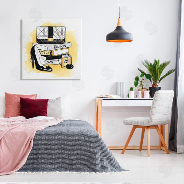 Stupell Industries Martina Pavlova | Black Glam Fashion Book Stack Wall Art