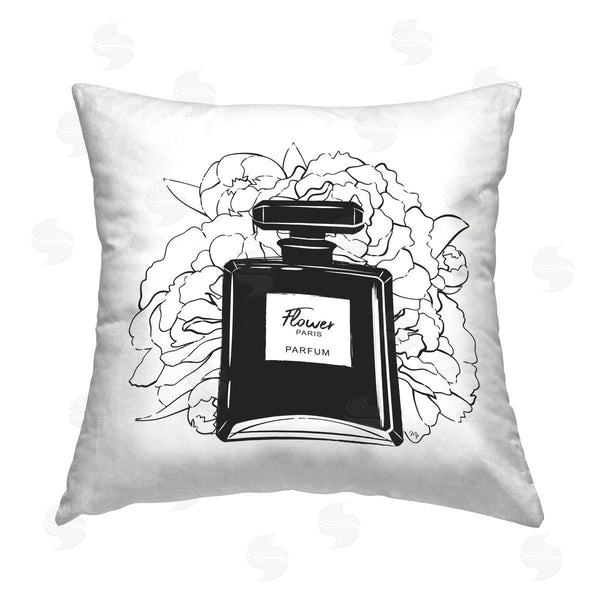 stupell industries Martina Pavlova | Black Perfume & Roses Printed Throw Pillow