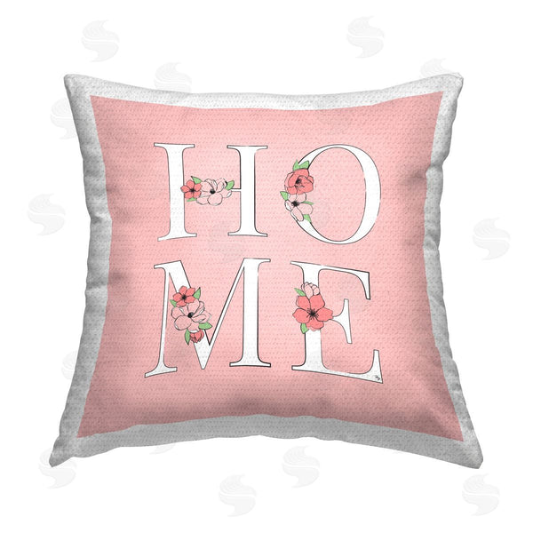 Stupell Industries Martina Pavlova | Blooming Home Letters Printed Throw Pillow