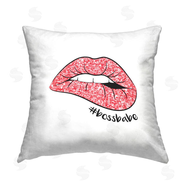 stupell industries Martina Pavlova | Boss Babe Hashtag Glam Lips Printed Throw Pillow