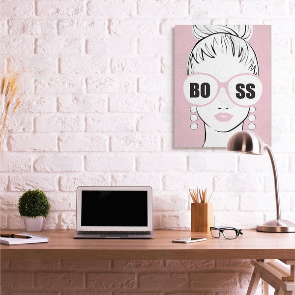 Stupell Industries Martina Pavlova | Boss Phrase Sunglasses Glam Female Pink Fashion Wall Art