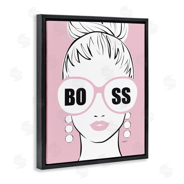 Stupell Industries Martina Pavlova | Boss Phrase Sunglasses Glam Female Pink Fashion Wall Art