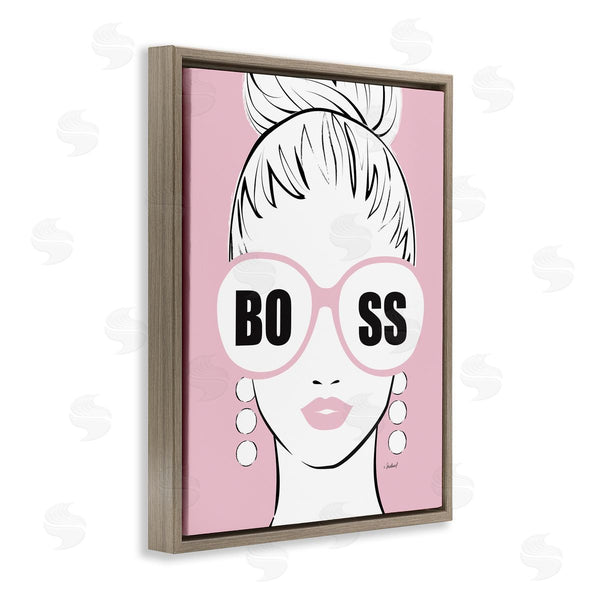 Stupell Industries Martina Pavlova | Boss Phrase Sunglasses Glam Female Pink Fashion Wall Art