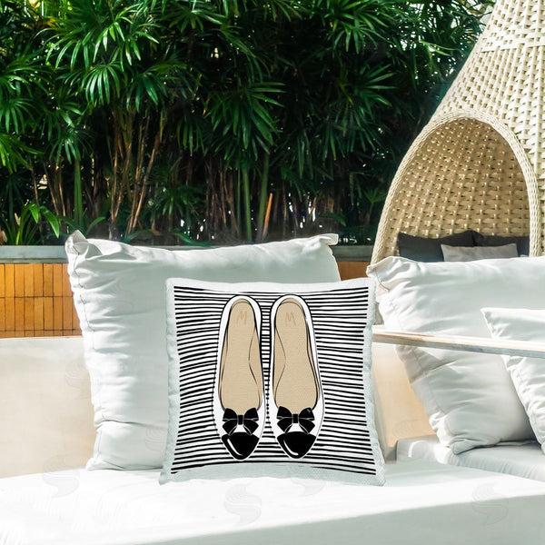 Stupell Industries Martina Pavlova | Bow Flats On Stripes Printed Throw Pillow