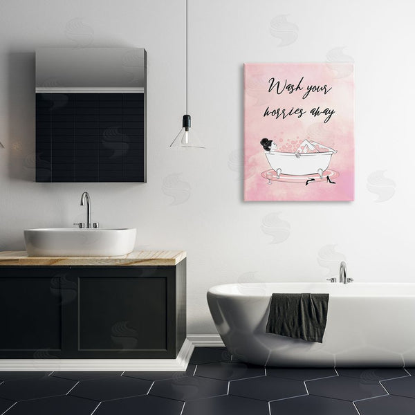 Stupell Industries Martina Pavlova | Bubble Bath Glam Pink Bubbles Female Lounging Wall Art