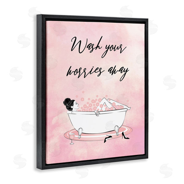 Stupell Industries Martina Pavlova | Bubble Bath Glam Pink Bubbles Female Lounging Wall Art