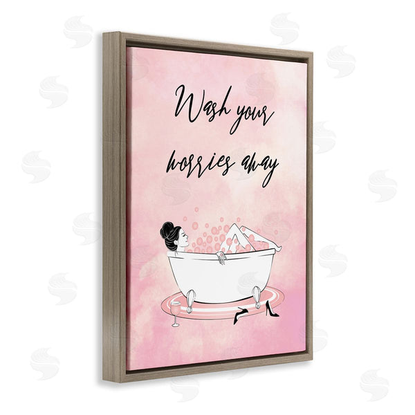 Stupell Industries Martina Pavlova | Bubble Bath Glam Pink Bubbles Female Lounging Wall Art