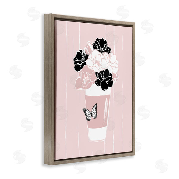 Stupell Industries Martina Pavlova | Casual Coffee Cup Pink Assorted Flowers Arrangement Wall Art