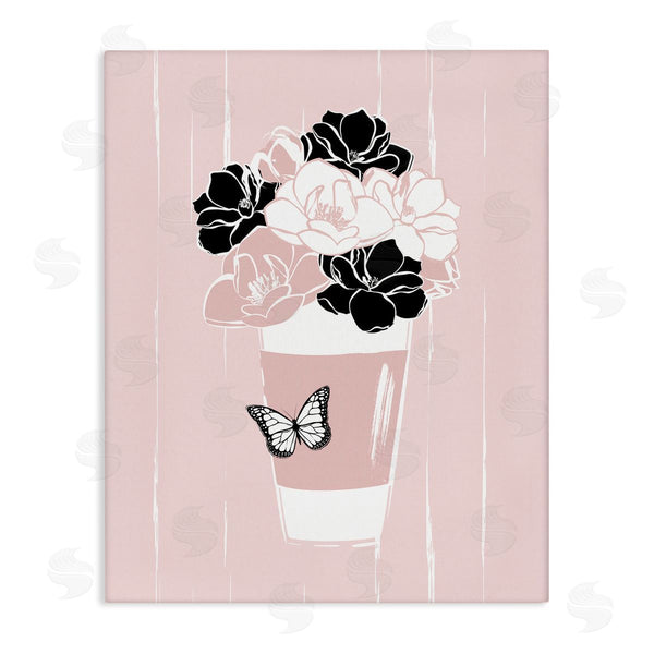 stupell industries Martina Pavlova | Casual Coffee Cup Pink Assorted Flowers Arrangement Wall Art