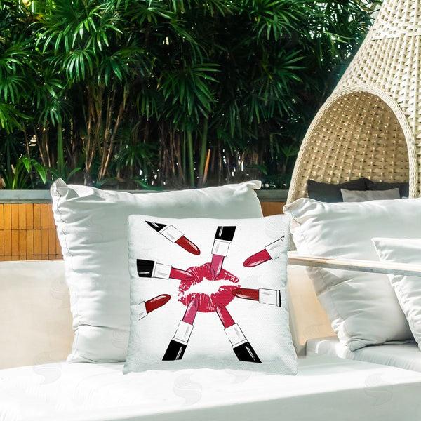 Stupell Industries Martina Pavlova | Centric Lipsticks & Kiss Printed Throw Pillow