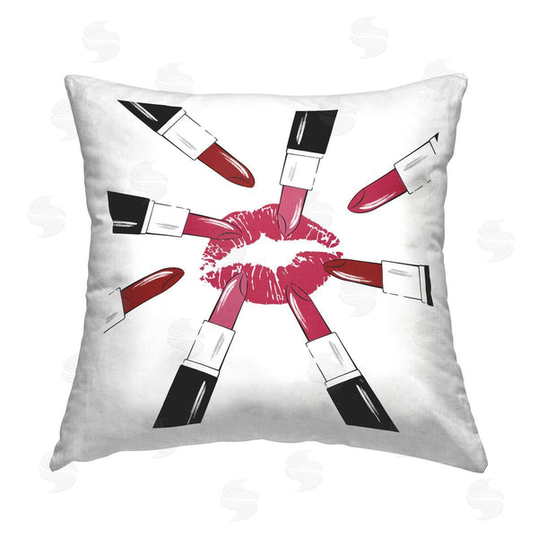 stupell industries Martina Pavlova | Centric Lipsticks & Kiss Printed Throw Pillow