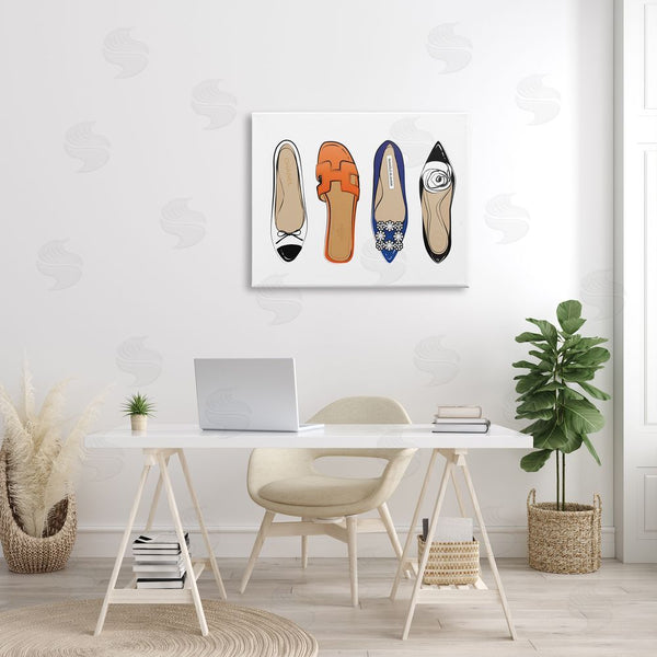Stupell Industries Martina Pavlova | Chic Fashion Heels Blue Orange Flats Fashion Feet Wall Art