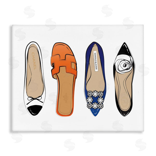 stupell industries Martina Pavlova | Chic Fashion Heels Blue Orange Flats Fashion Feet Wall Art