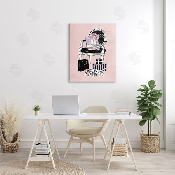 Stupell Industries Martina Pavlova | Chic Fashion Still Life Chair With Shopping Bags Wall Art