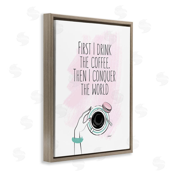 Stupell Industries Martina Pavlova | Coffee Then Conquer Pink