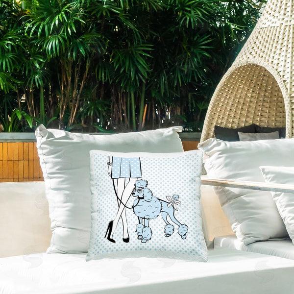 Stupell Industries Martina Pavlova | Dotted Girl & Poodle Printed Throw Pillow