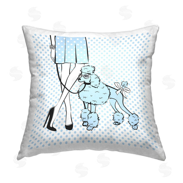stupell industries Martina Pavlova | Dotted Girl & Poodle Printed Throw Pillow