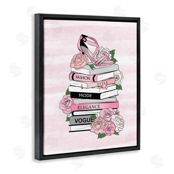 Stupell Industries Martina Pavlova | Fashion Style Elegance Phrases Glamourous Flowered Bookstack Wall Art