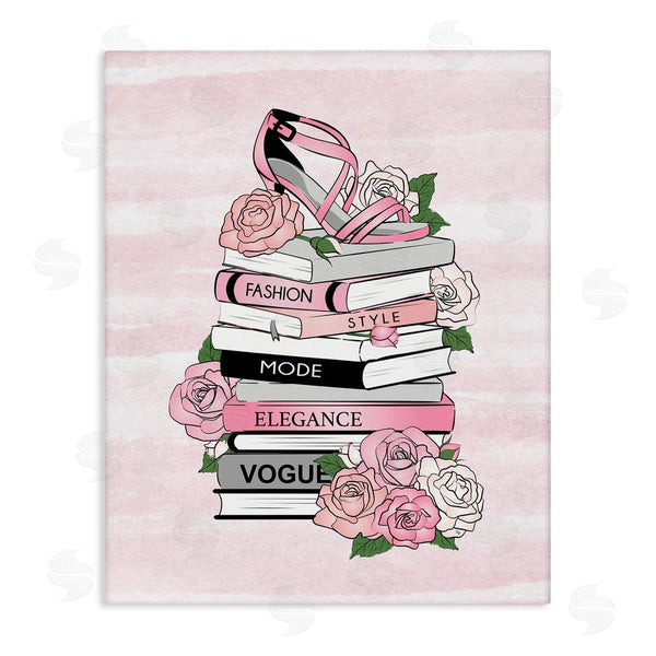 stupell industries Martina Pavlova | Fashion Style Elegance Phrases Glamourous Flowered Bookstack Wall Art