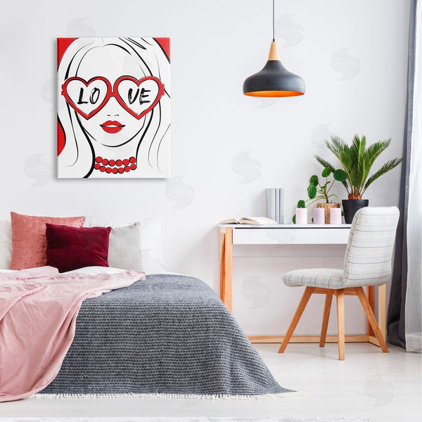 Stupell Industries Martina Pavlova | Fashionable Heart Sunglasses Love Design Trendy Woman Wall Art