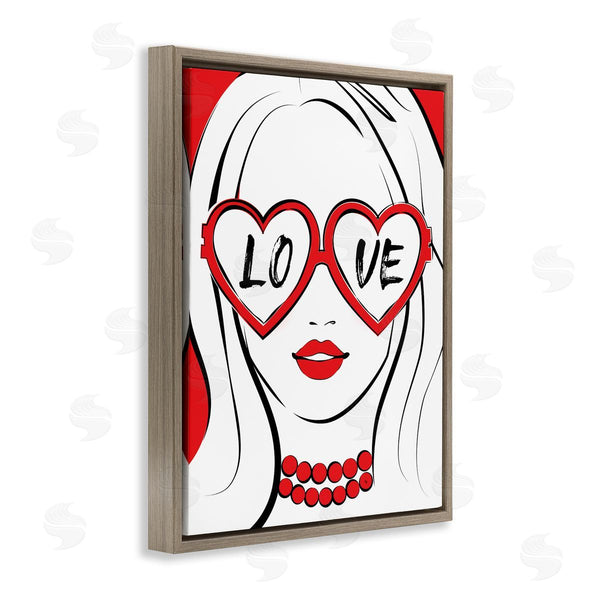 Stupell Industries Martina Pavlova | Fashionable Heart Sunglasses Love Design Trendy Woman Wall Art