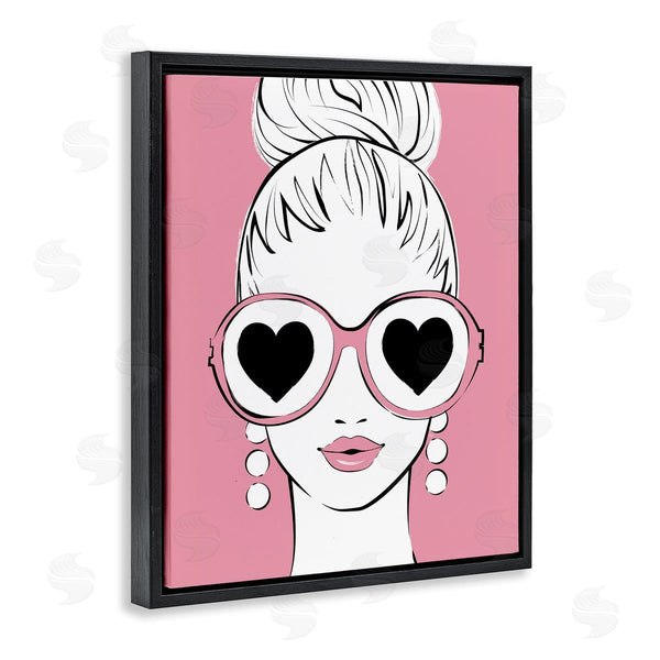 Stupell Industries Martina Pavlova | Fashionable Woman Heart Sunglasses Pink Glam Drawing Wall Art