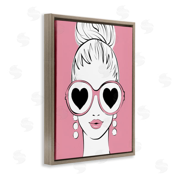 Stupell Industries Martina Pavlova | Fashionable Woman Heart Sunglasses Pink Glam Drawing Wall Art