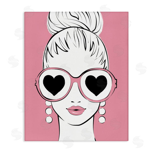 stupell industries Martina Pavlova | Fashionable Woman Heart Sunglasses Pink Glam Drawing Wall Art