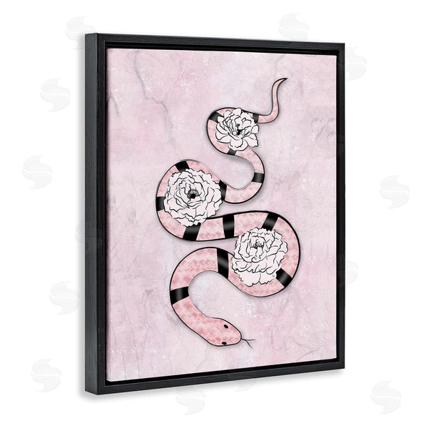 Stupell Industries Martina Pavlova | Flowered Exotic Snake Pink Girl Fashion Reptile Florals Wall Art