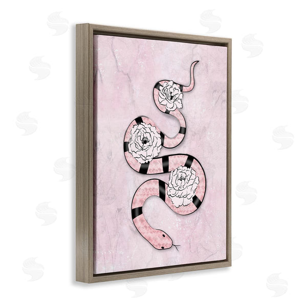 Stupell Industries Martina Pavlova | Flowered Exotic Snake Pink Girl Fashion Reptile Florals Wall Art