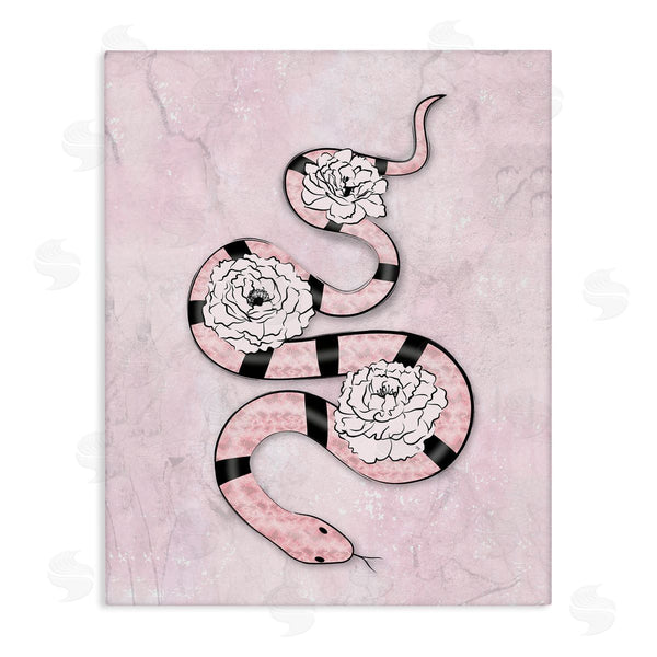 stupell industries Martina Pavlova | Flowered Exotic Snake Pink Girl Fashion Reptile Florals Wall Art