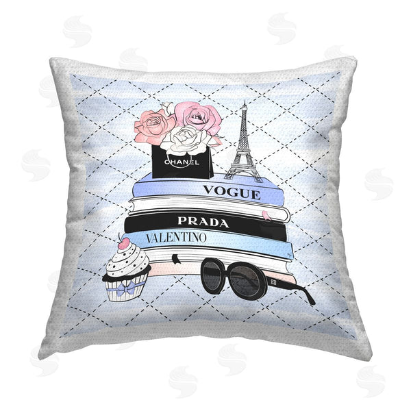 Stupell Industries Martina Pavlova | Glam Bookstack On Pattern Printed Throw Pillow