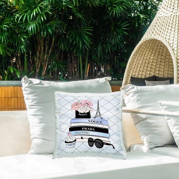 Stupell Industries Martina Pavlova | Glam Bookstack On Pattern Printed Throw Pillow