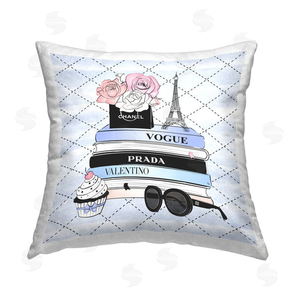 stupell industries Martina Pavlova | Glam Bookstack on Pattern Printed Throw Pillow