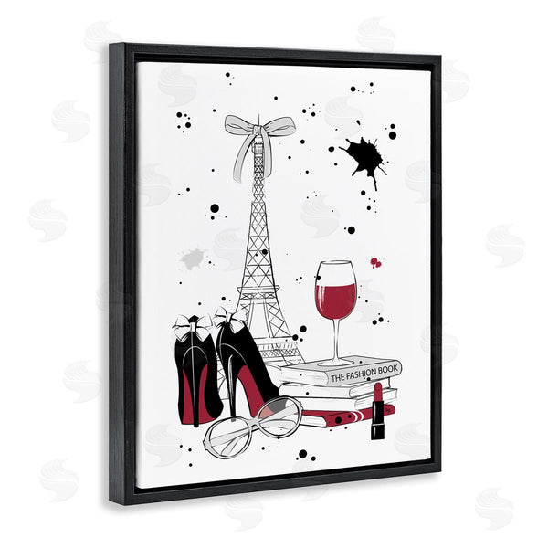 Stupell Industries Martina Pavlova | Glam Fashion Eifel Tower Fashion Books Red Wine Wall Art