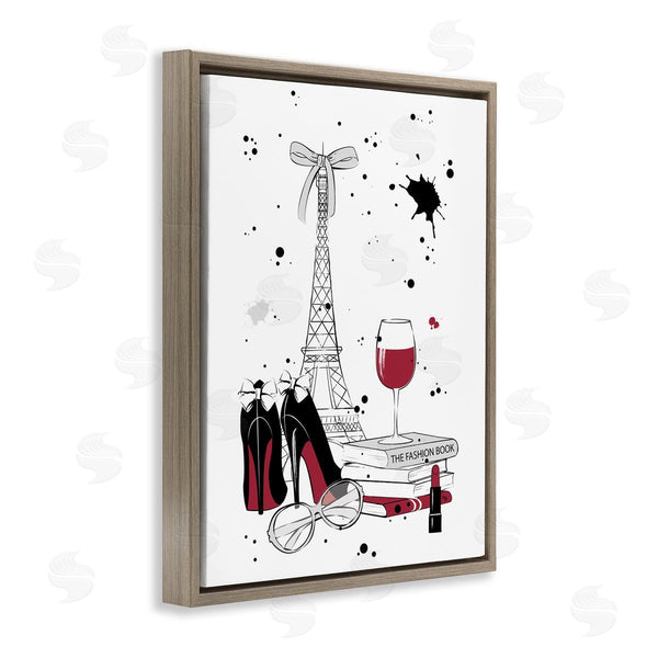Stupell Industries Martina Pavlova | Glam Fashion Eifel Tower Fashion Books Red Wine Wall Art