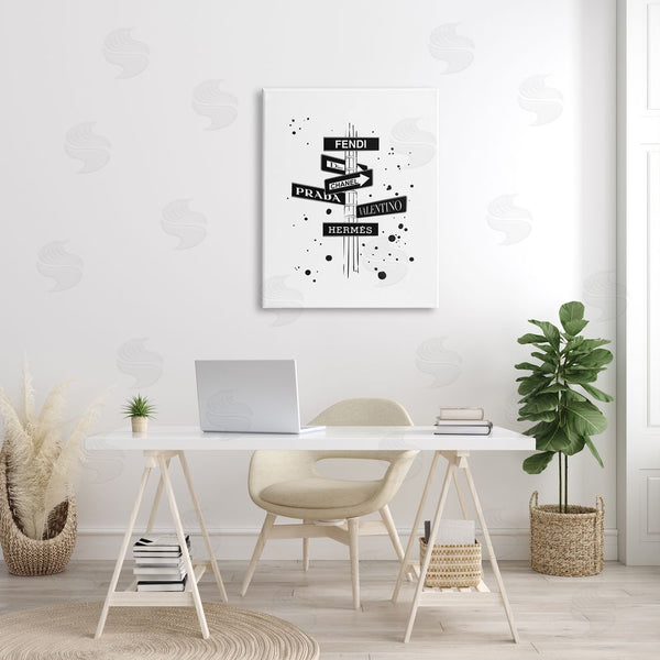 Stupell Industries Martina Pavlova | Glam Fashion Road Signs Minimal Black Splatter Wall Art